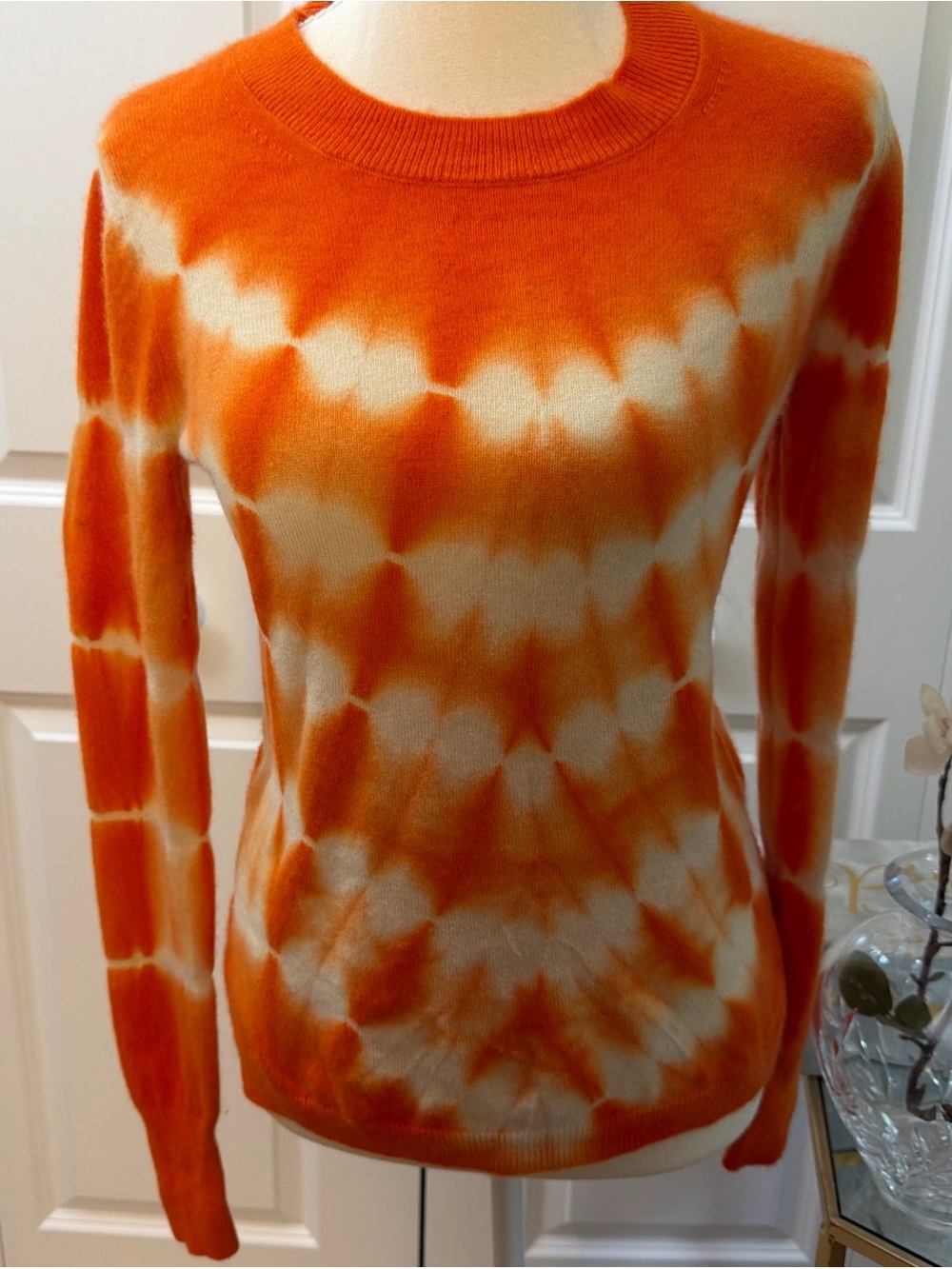 J Crew 100 cashmere Orange Tie-Dye Women’s Sweater small